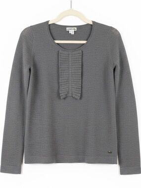 Lacoste Gray Fine Knit Sweater with Pleated Detail Size 36